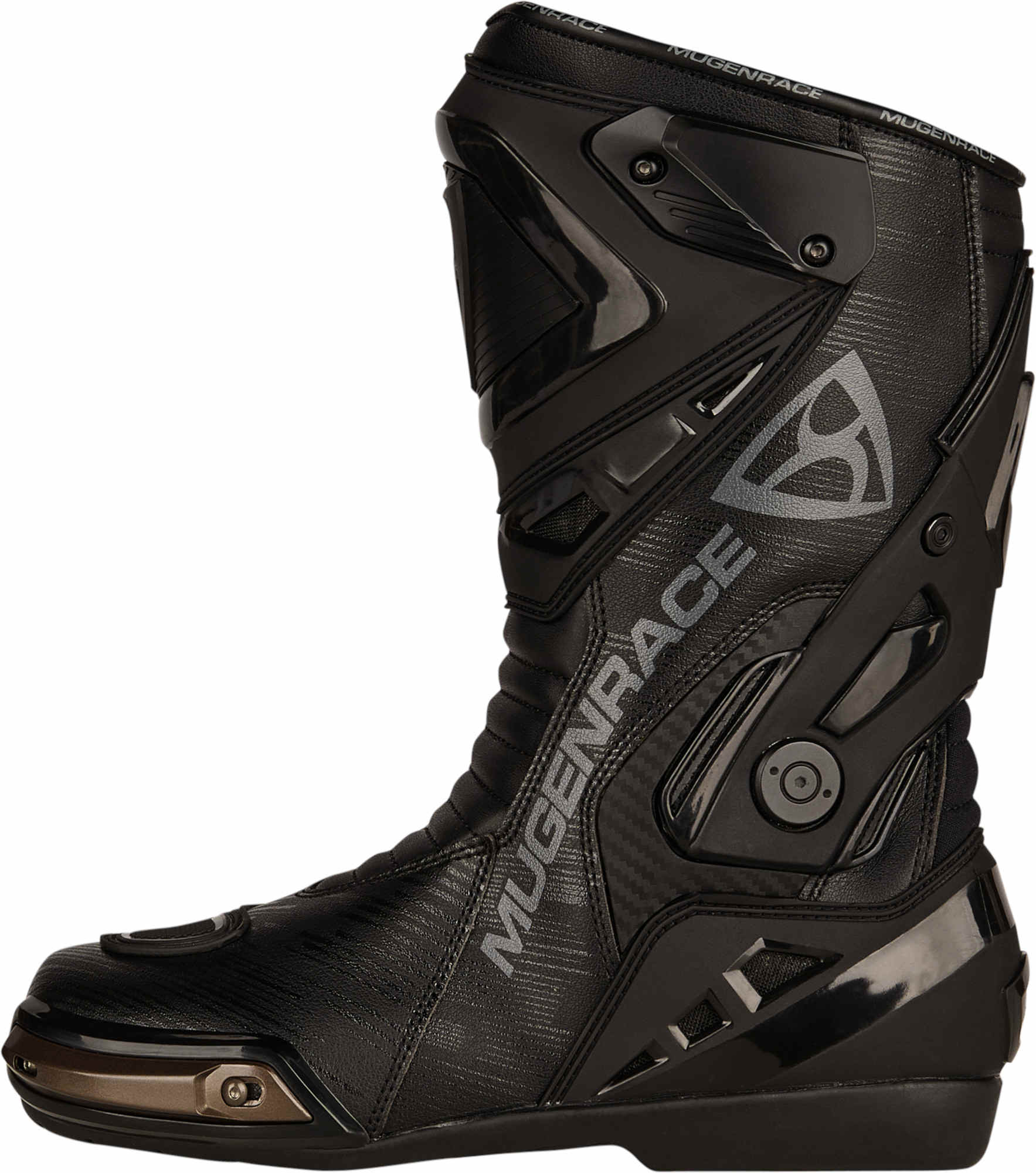 Side view of MUGENRACE Sphantom Plus perforated Motorcycle Boots, black, Size 46 for Men