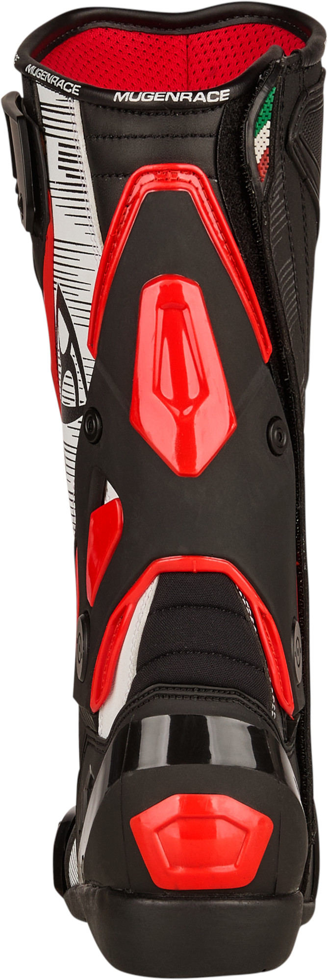 Side view of MUGENRACE Sphantom Plus perforated Motorcycle Boots, black-white-red, Size 43 for Men