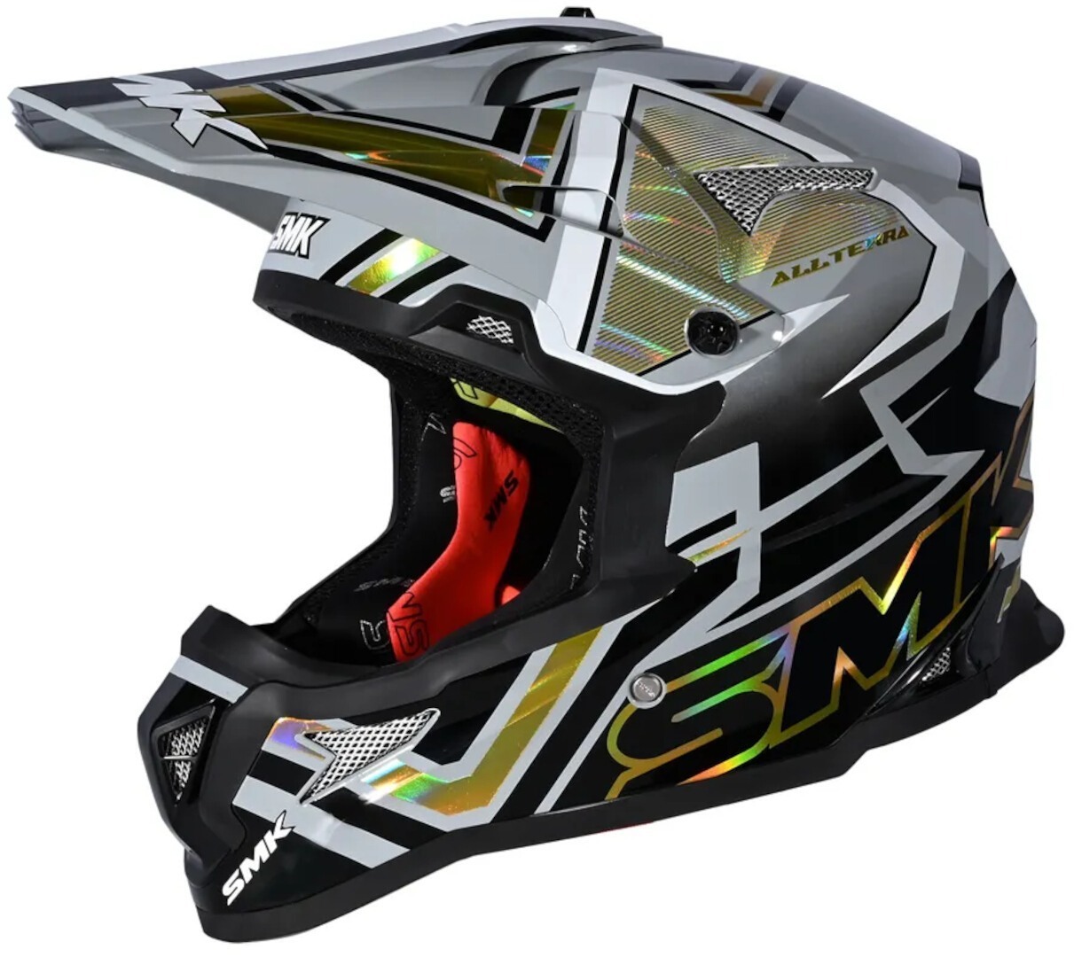 SMK Allterra X-Aces Casque de motocross, noir-gris-or, taille M pour Hommes