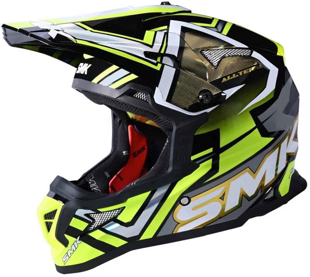 SMK Allterra X-Aces Casque de motocross, noir-gris-jaune, taille 2XL pour Hommes