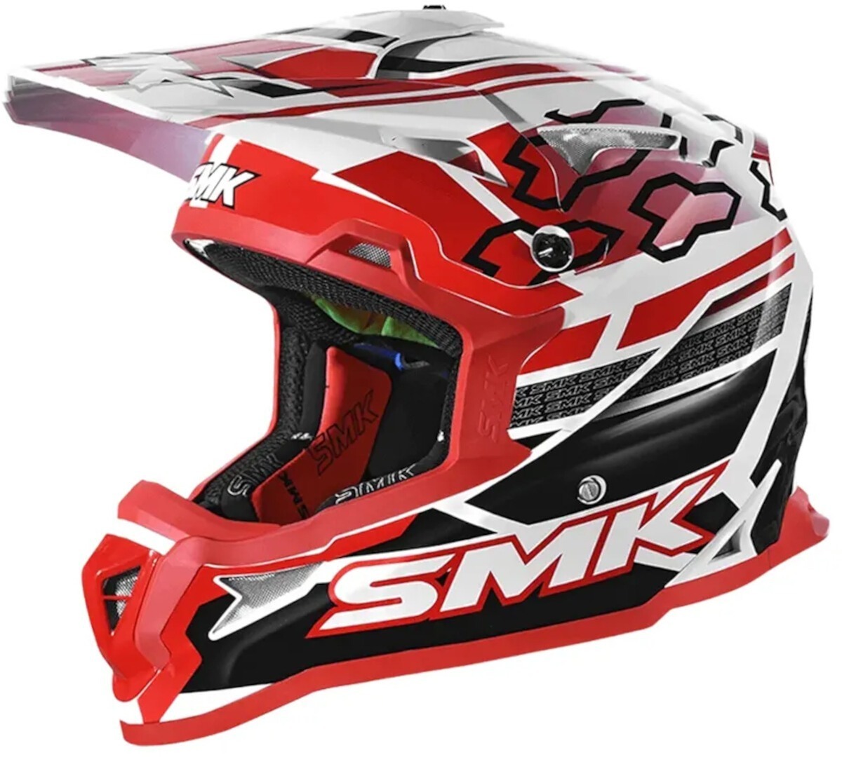 SMK Allterra Tribou N Casque de motocross, blanc-rouge, taille 2XL pour Hommes