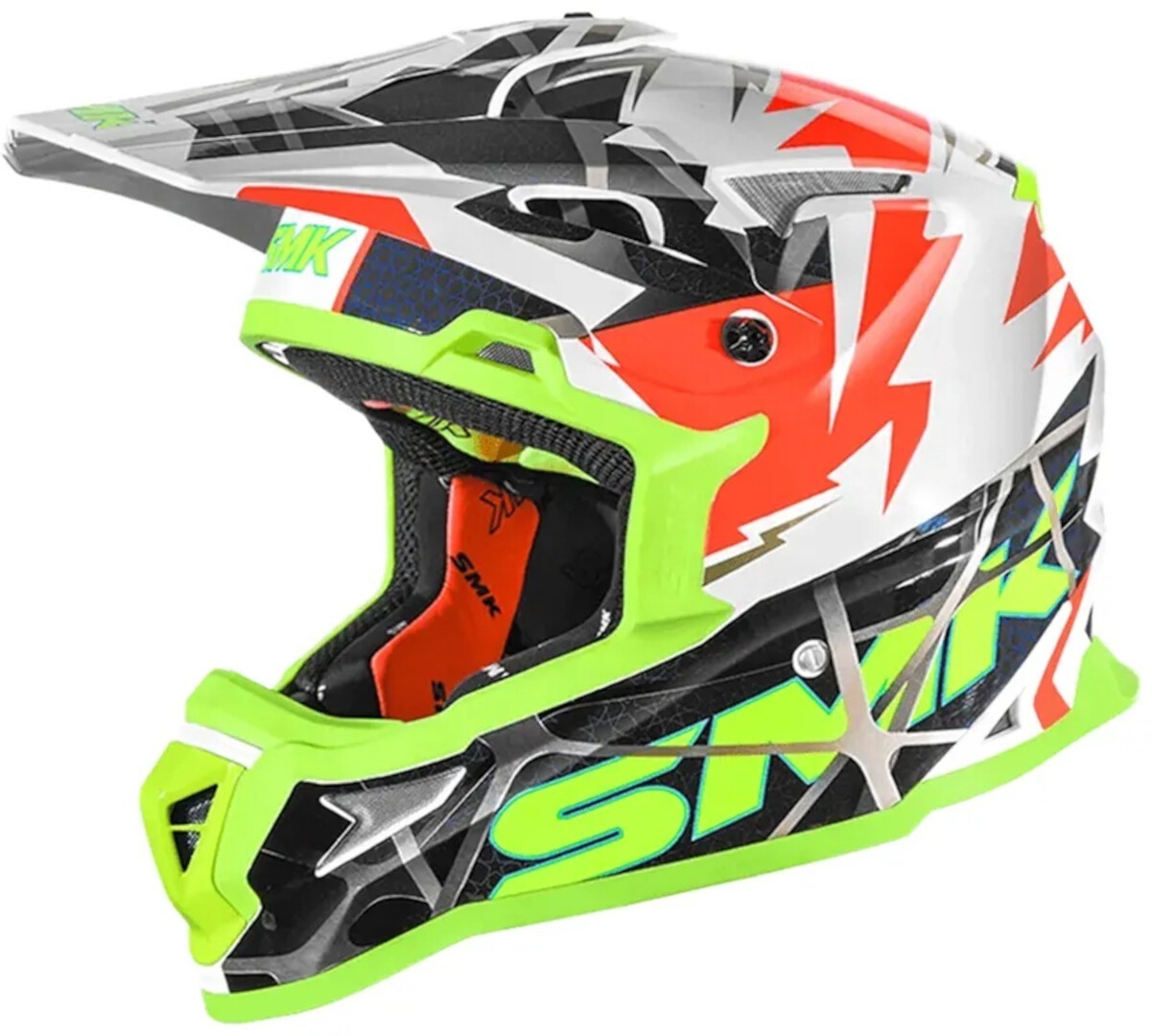 SMK Allterra Fulmine N Casque de motocross, blanc-jaune, taille 2XL pour Hommes