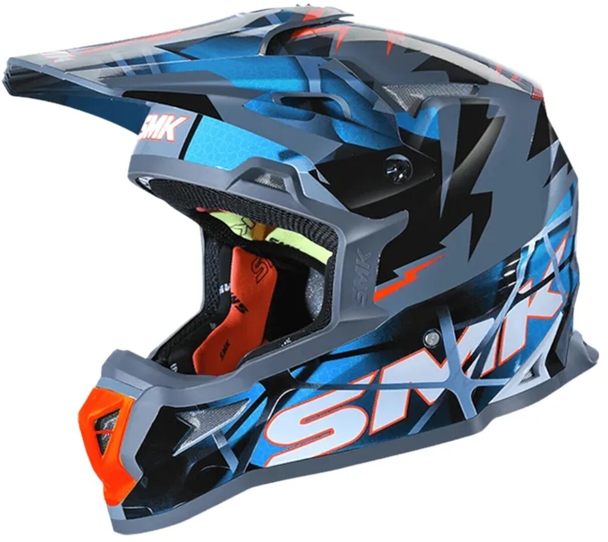 SMK Allterra Fulmine N Casque de motocross, gris-bleu, taille 2XL pour Hommes