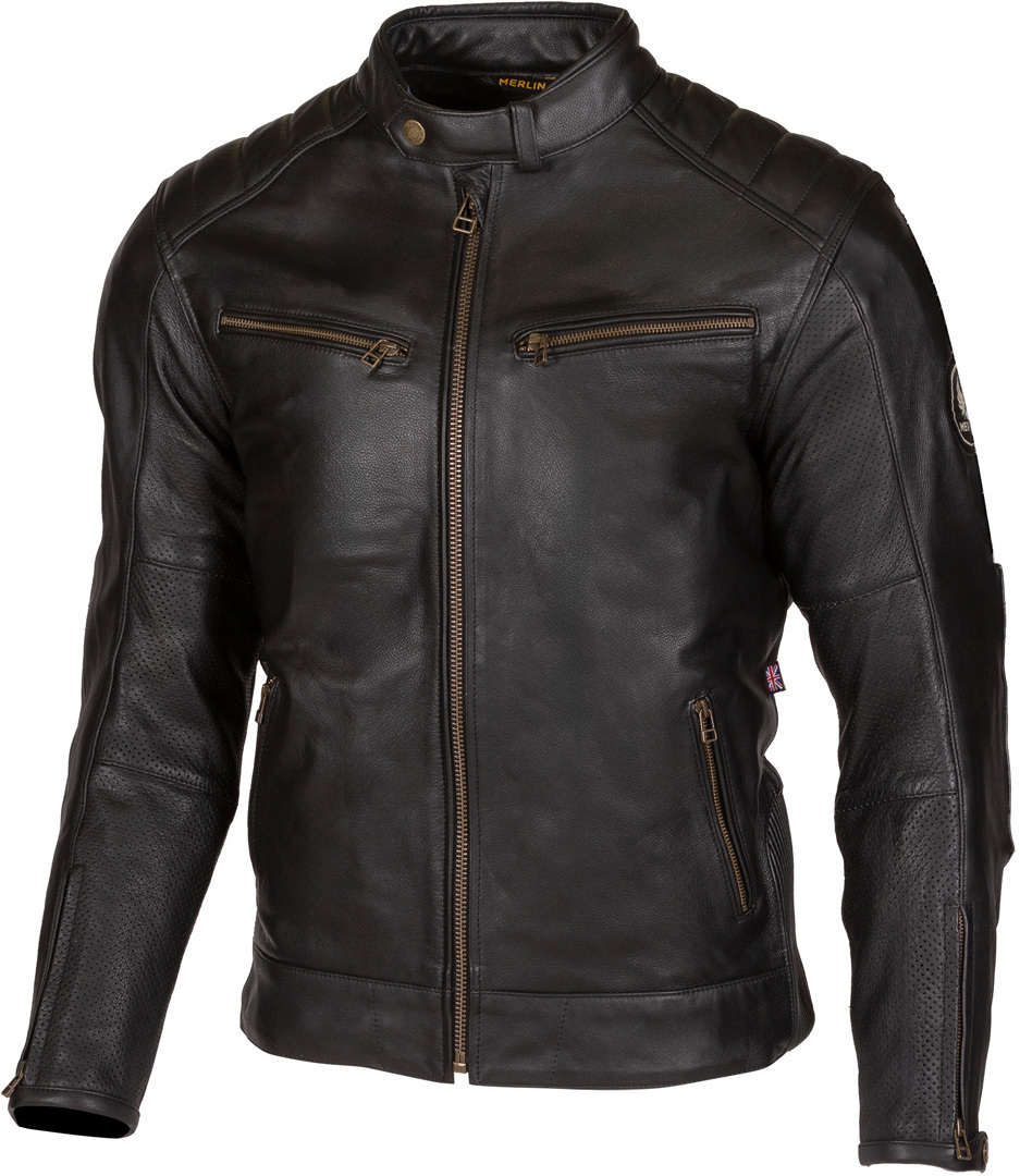Merlin Chase II D3O Blouson de moto en cuir, noir, taille 50 pour Hommes