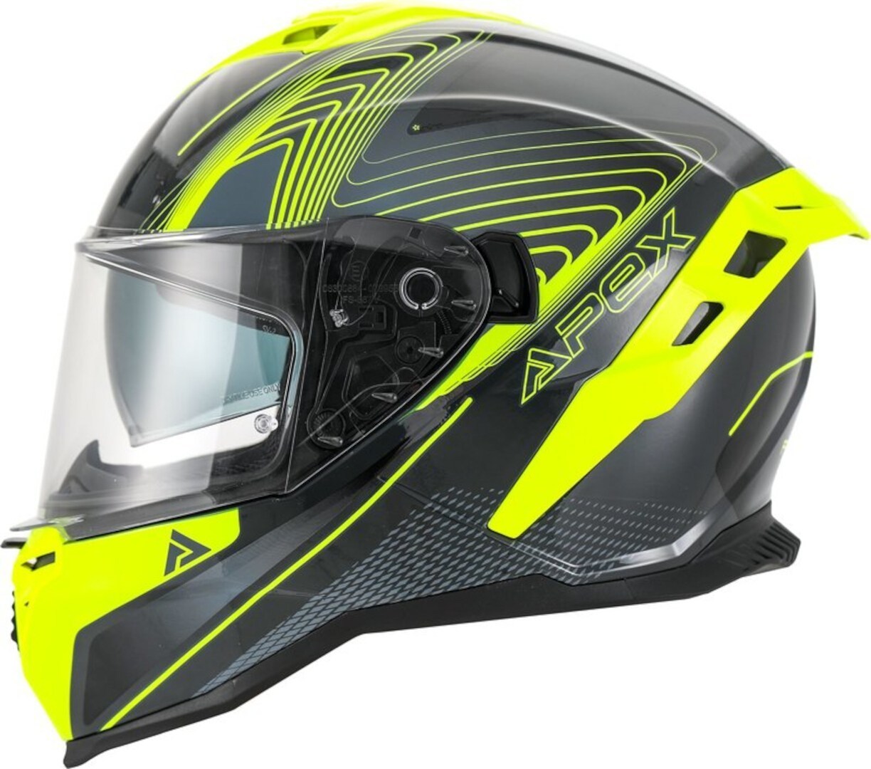 APEX FI200 Madrid Casque, noir-gris-jaune, taille XL pour Hommes