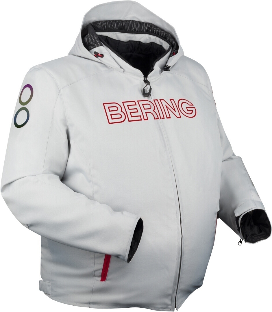 Bering Warwick King Size Waterproof Motorcycle Textile Jacket, Grey-Red, Size 3XL For Men-image