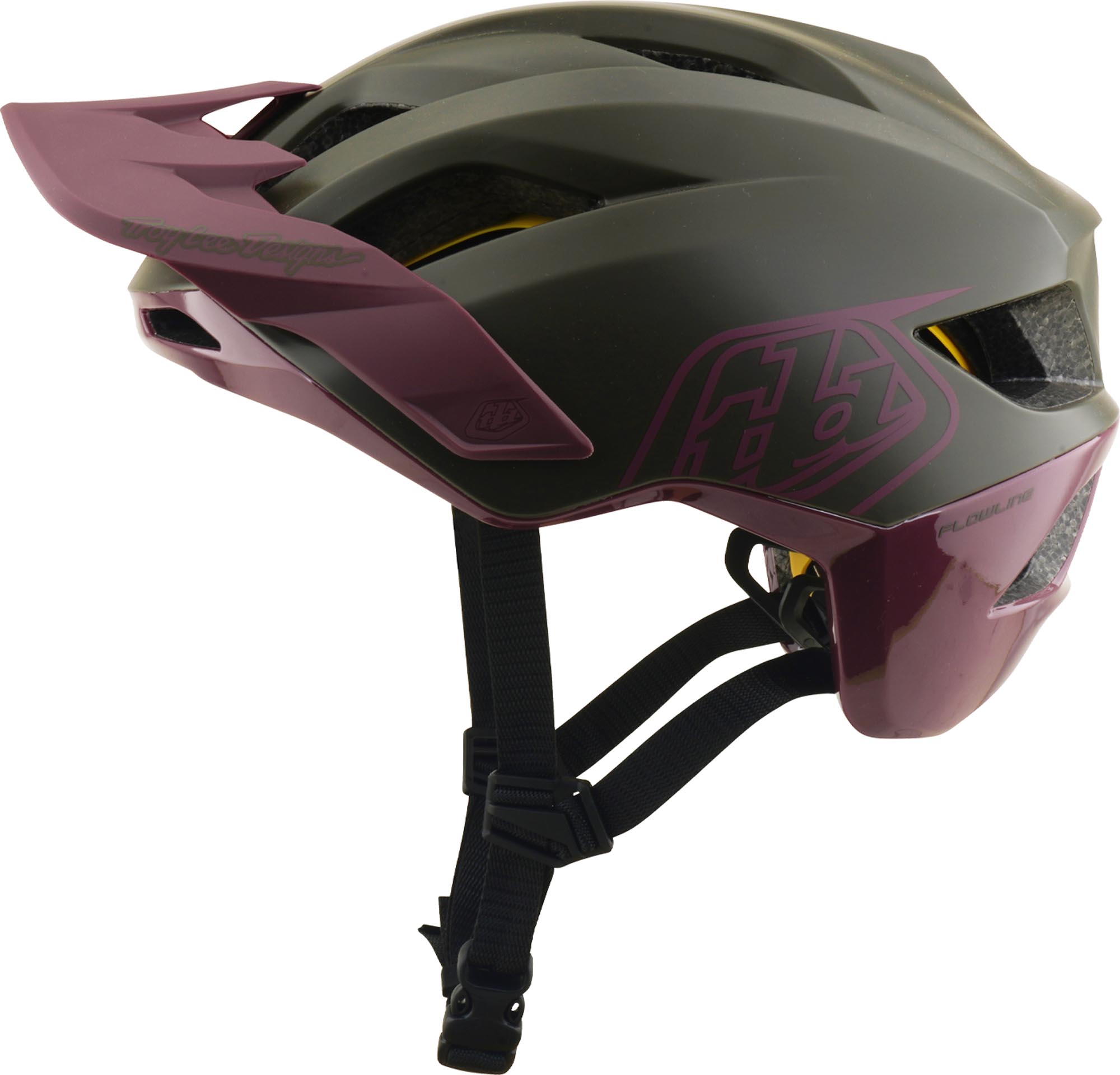 Side view of Troy Lee Designs Mips Flowline Point Bicycle Helmet, green, Size XL 2XL for Men