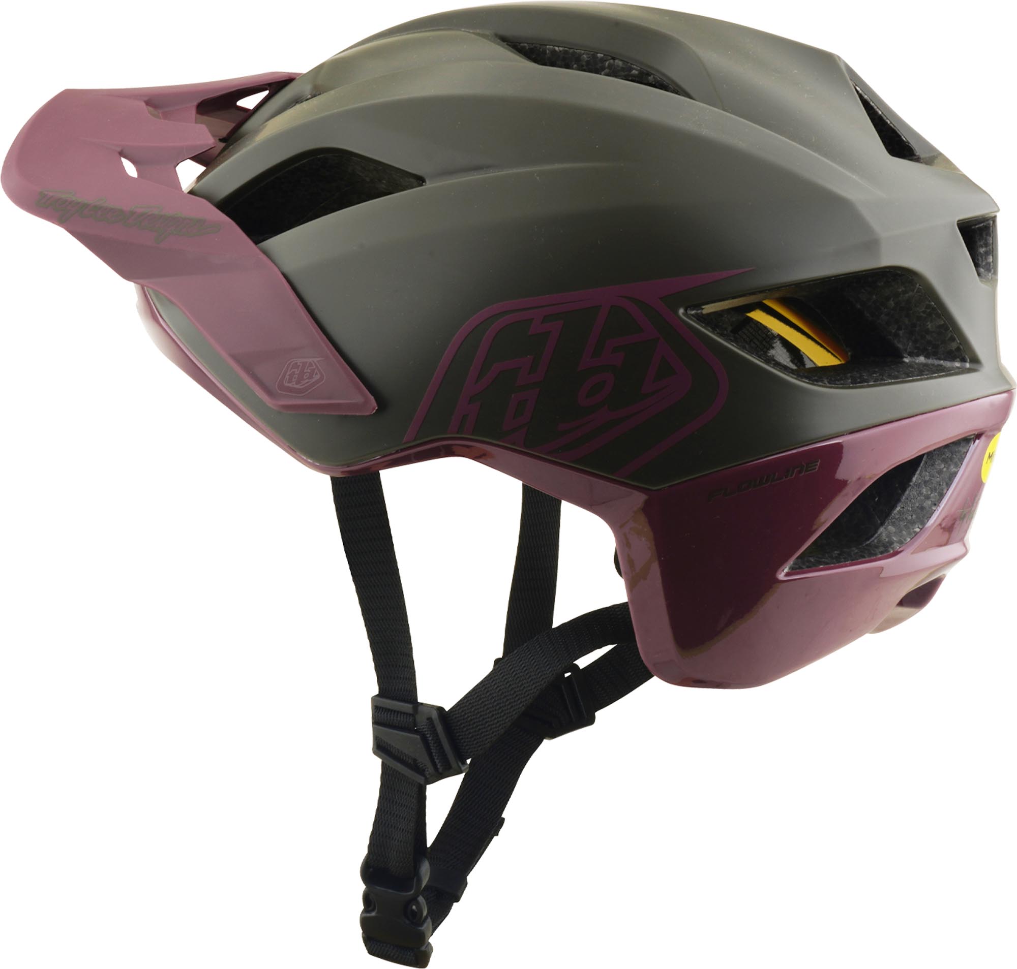 Side view of Troy Lee Designs Mips Flowline Point Bicycle Helmet, green, Size XL 2XL for Men