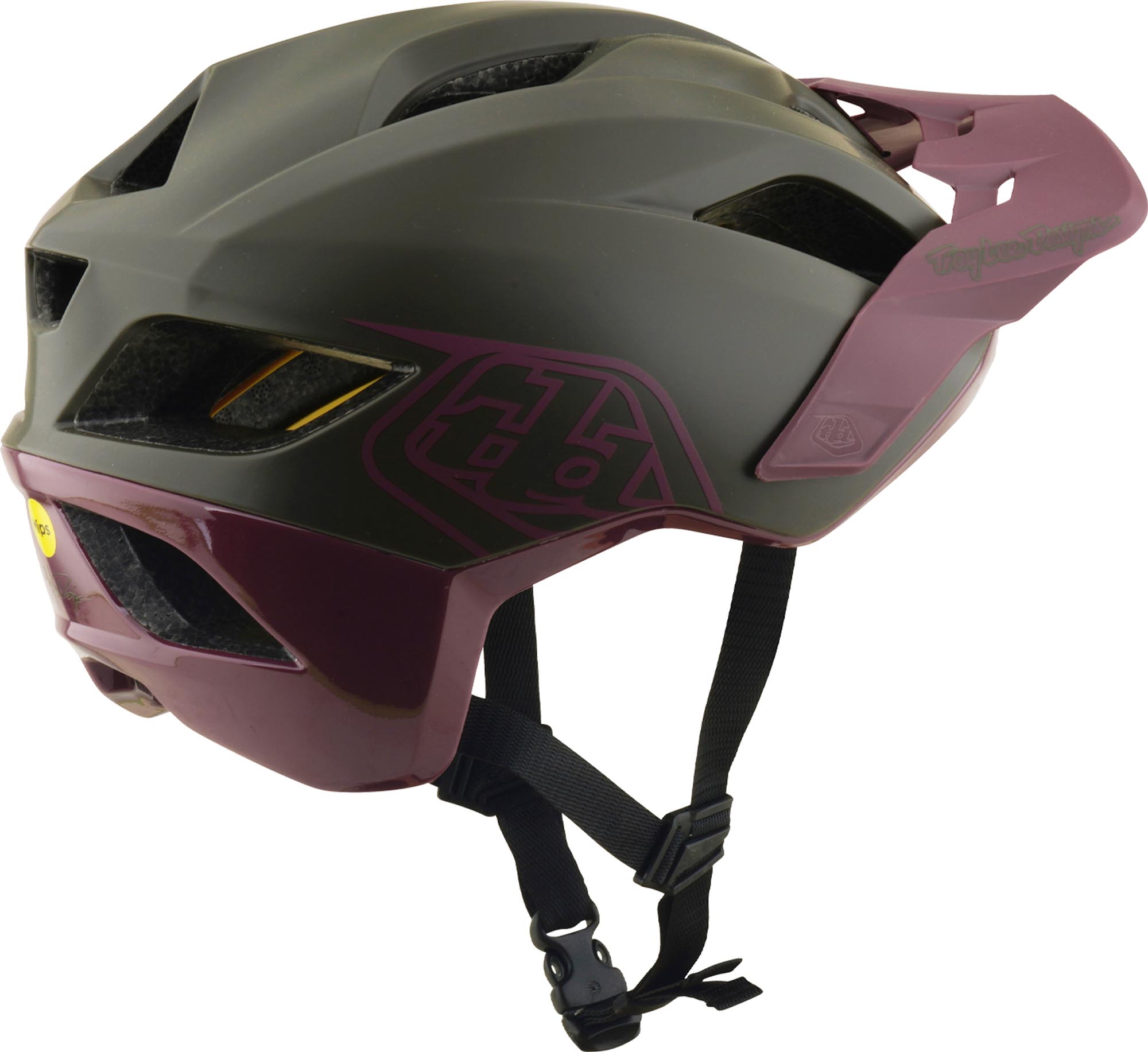 Side view of Troy Lee Designs Mips Flowline Point Bicycle Helmet, green, Size XL 2XL for Men
