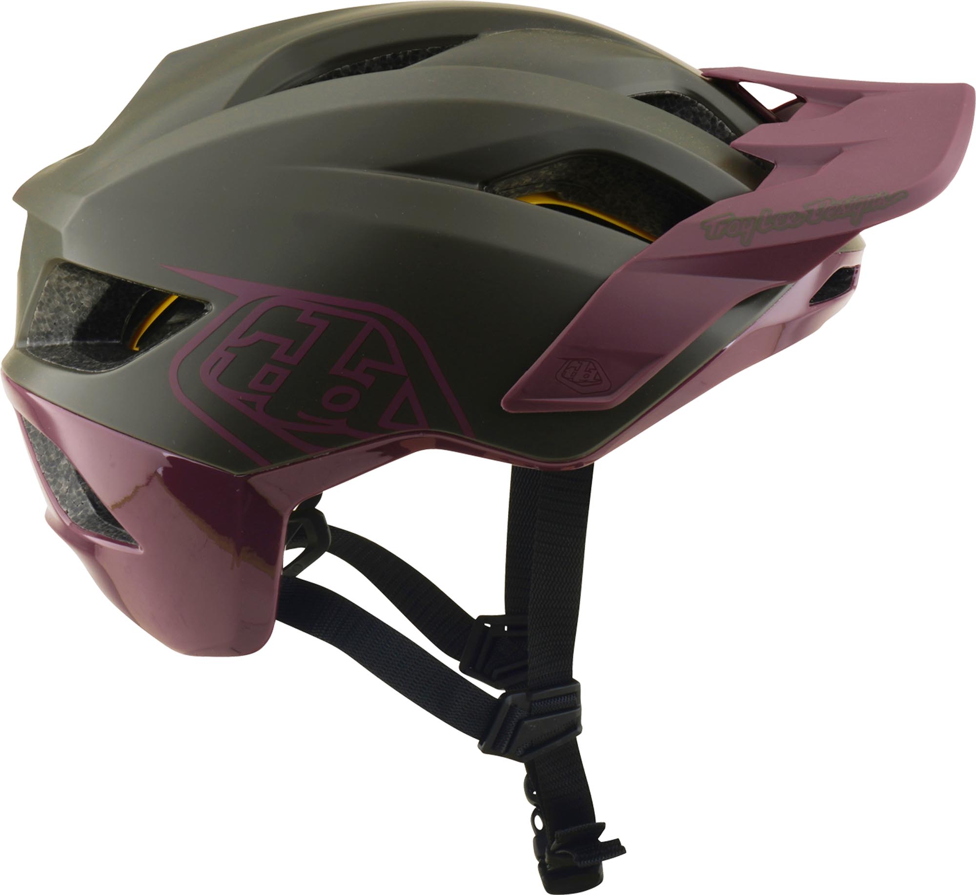 Side view of Troy Lee Designs Mips Flowline Point Bicycle Helmet, green, Size XL 2XL for Men