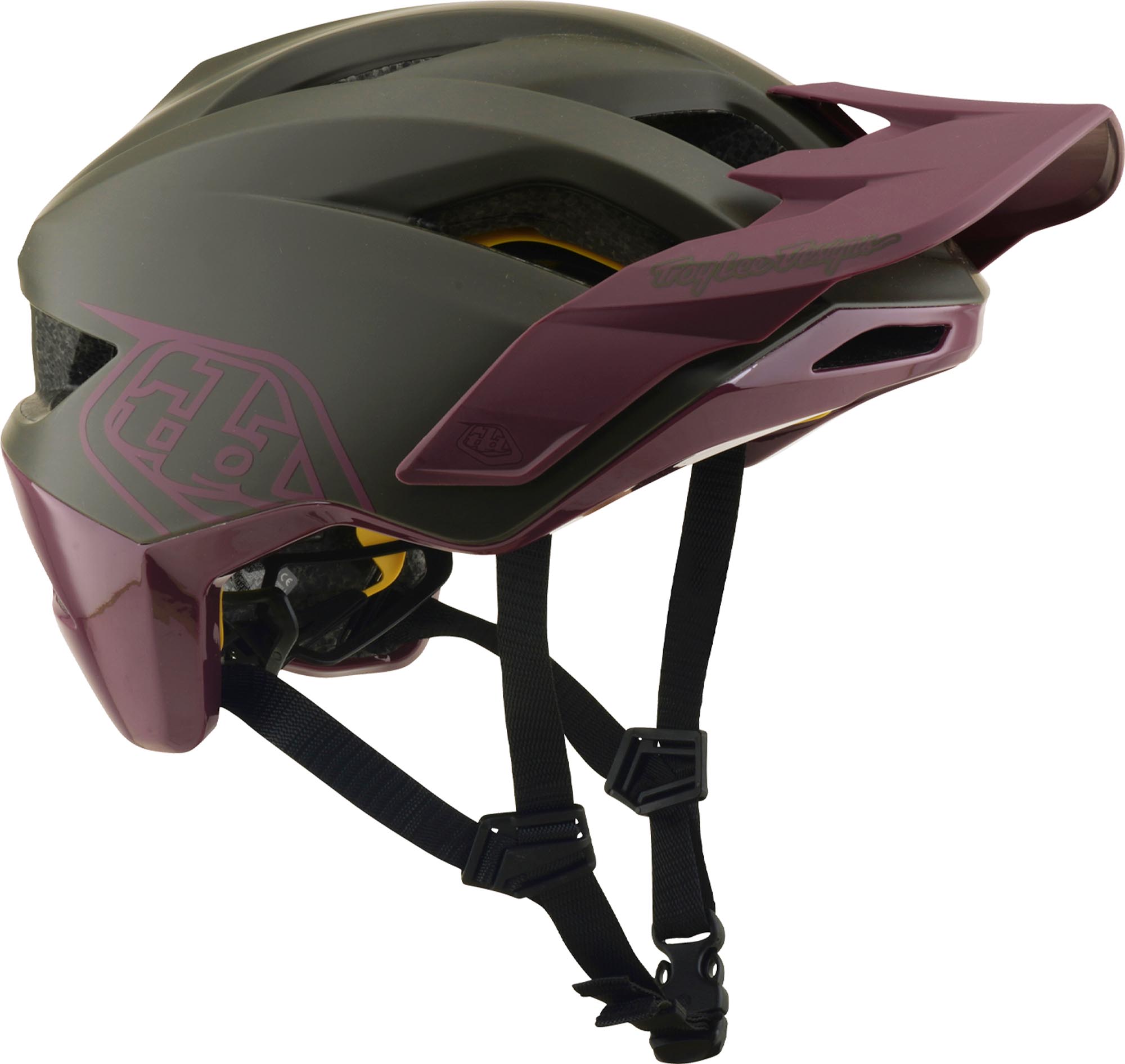 Side view of Troy Lee Designs Mips Flowline Point Bicycle Helmet, green, Size XL 2XL for Men