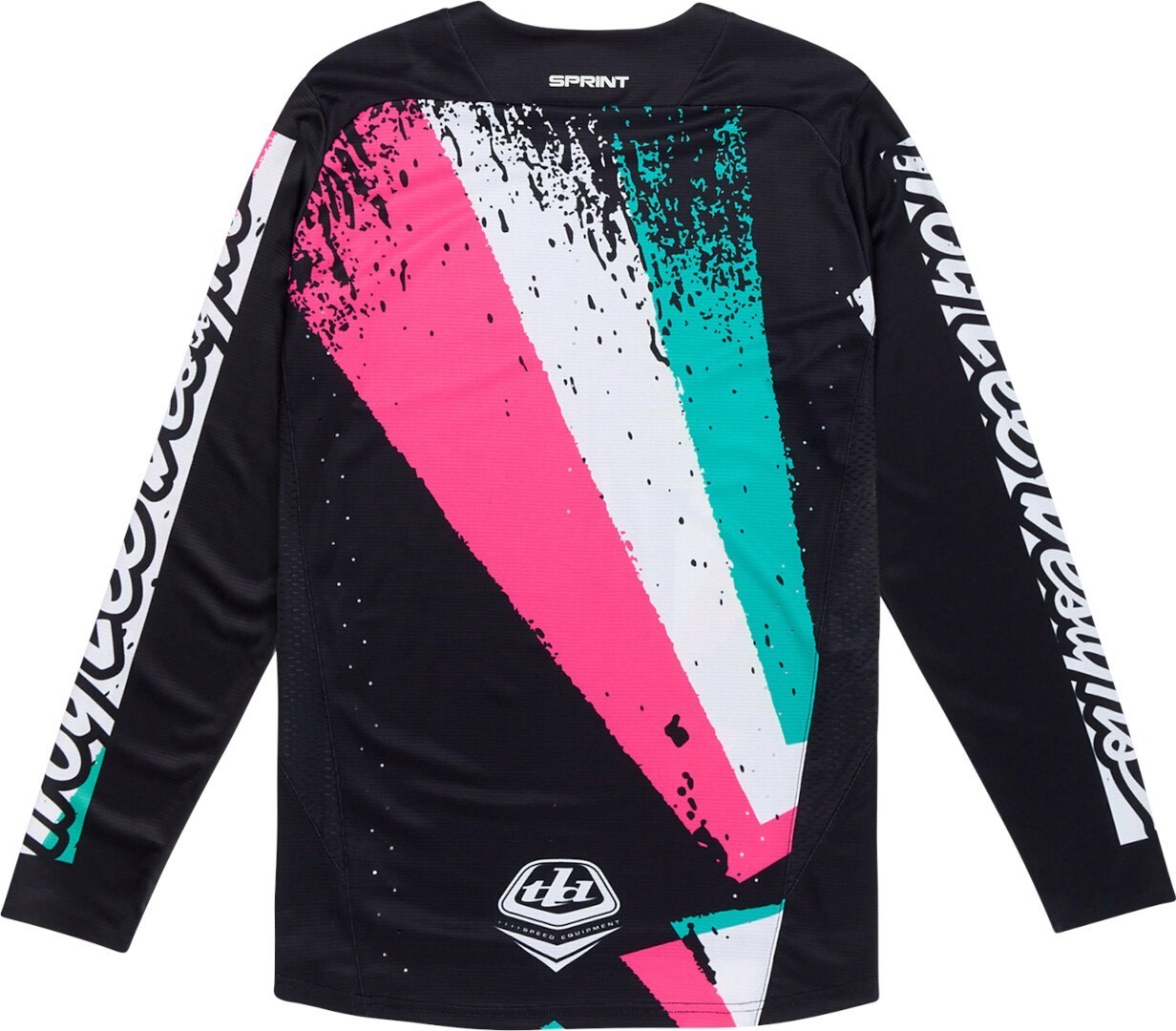 Side view of Troy Lee Designs Sprint Full Pull Bicycle Jersey, black, Size M for Men
