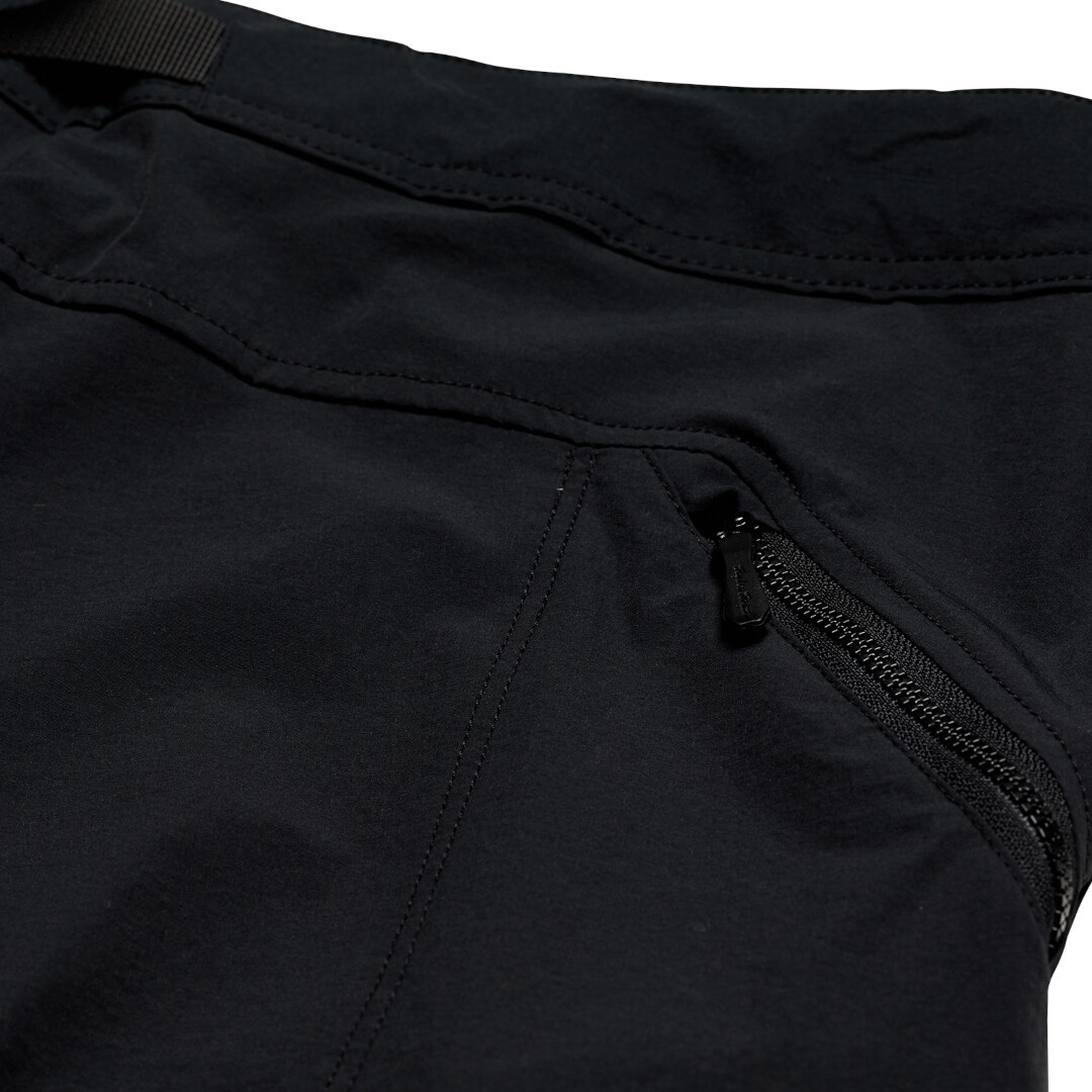 Side view of Troy Lee Designs Skyline Trail Shell Mono Bicycle Shorts, black, Size 36 for Men