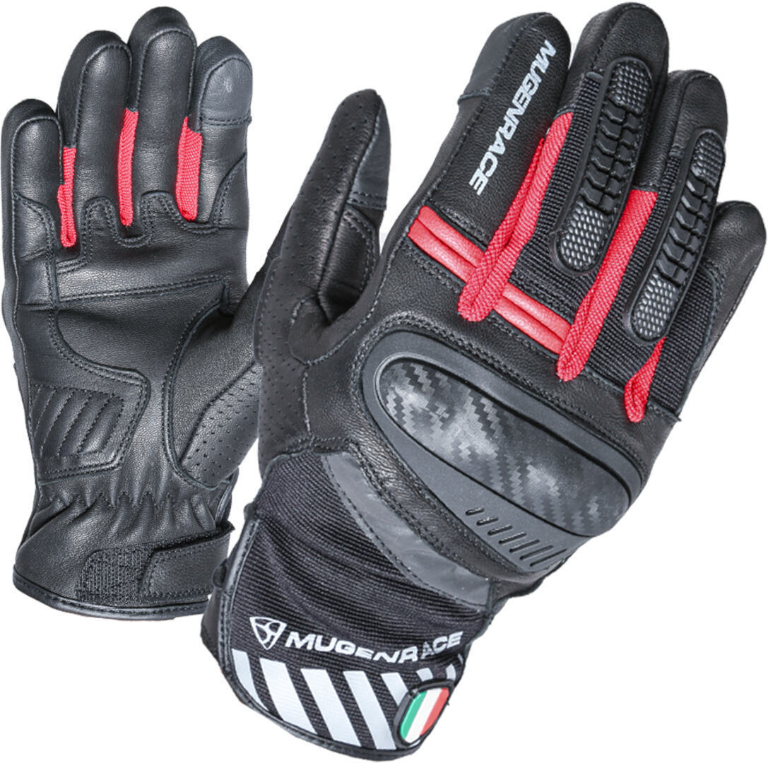 MUGENRACE Hai-Ko Gants de moto, noir-rouge, taille 3XL pour Hommes