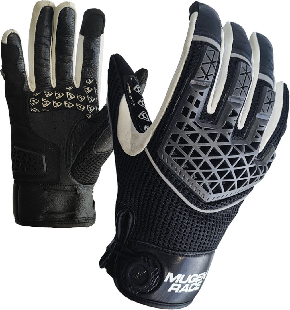 MUGENRACE X-Air Gants de moto, noir-blanc, taille 2XL pour Hommes