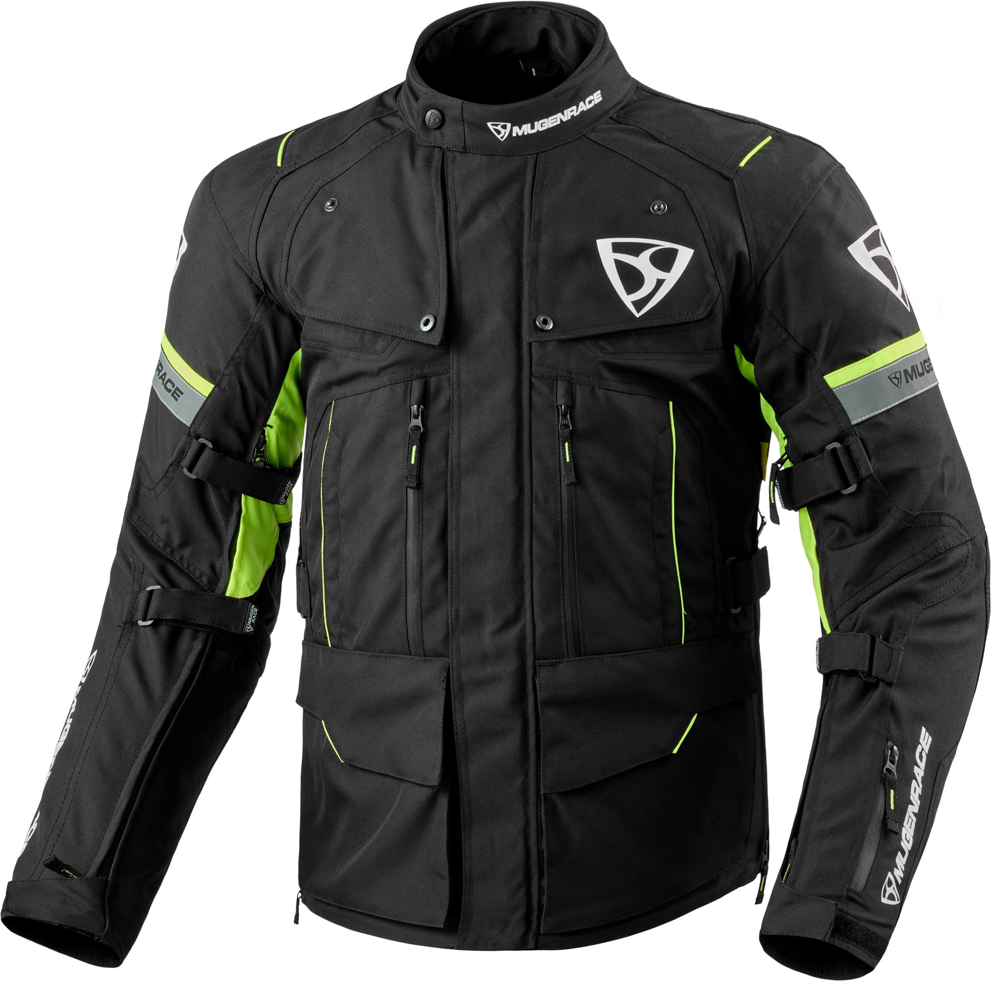 MUGENRACE T-Uno Veste textile de moto imperméable, noir-jaune, taille 5XL pour Hommes