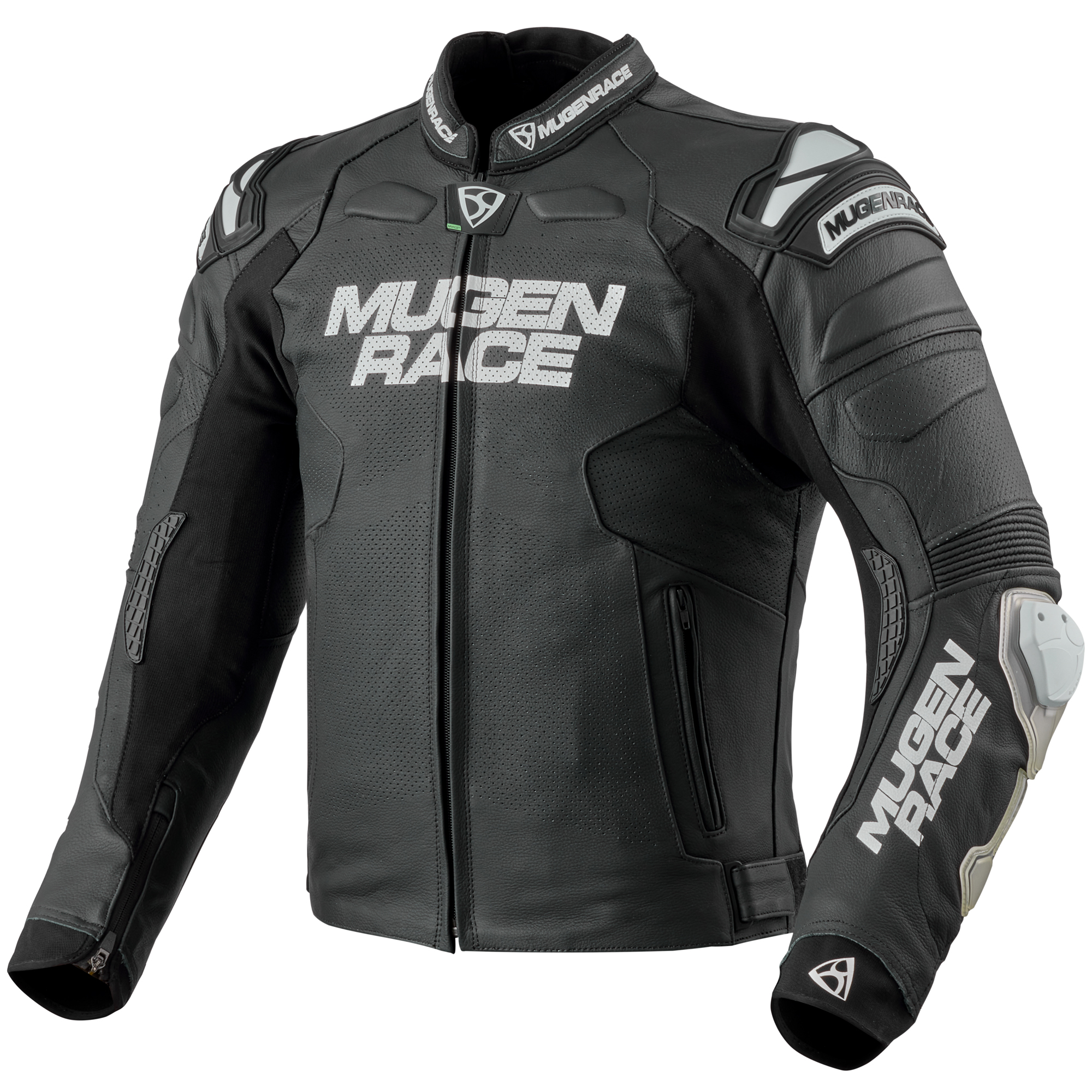 MUGENRACE Mry Blouson en cuir de moto perforé, noir, taille 62 pour Hommes