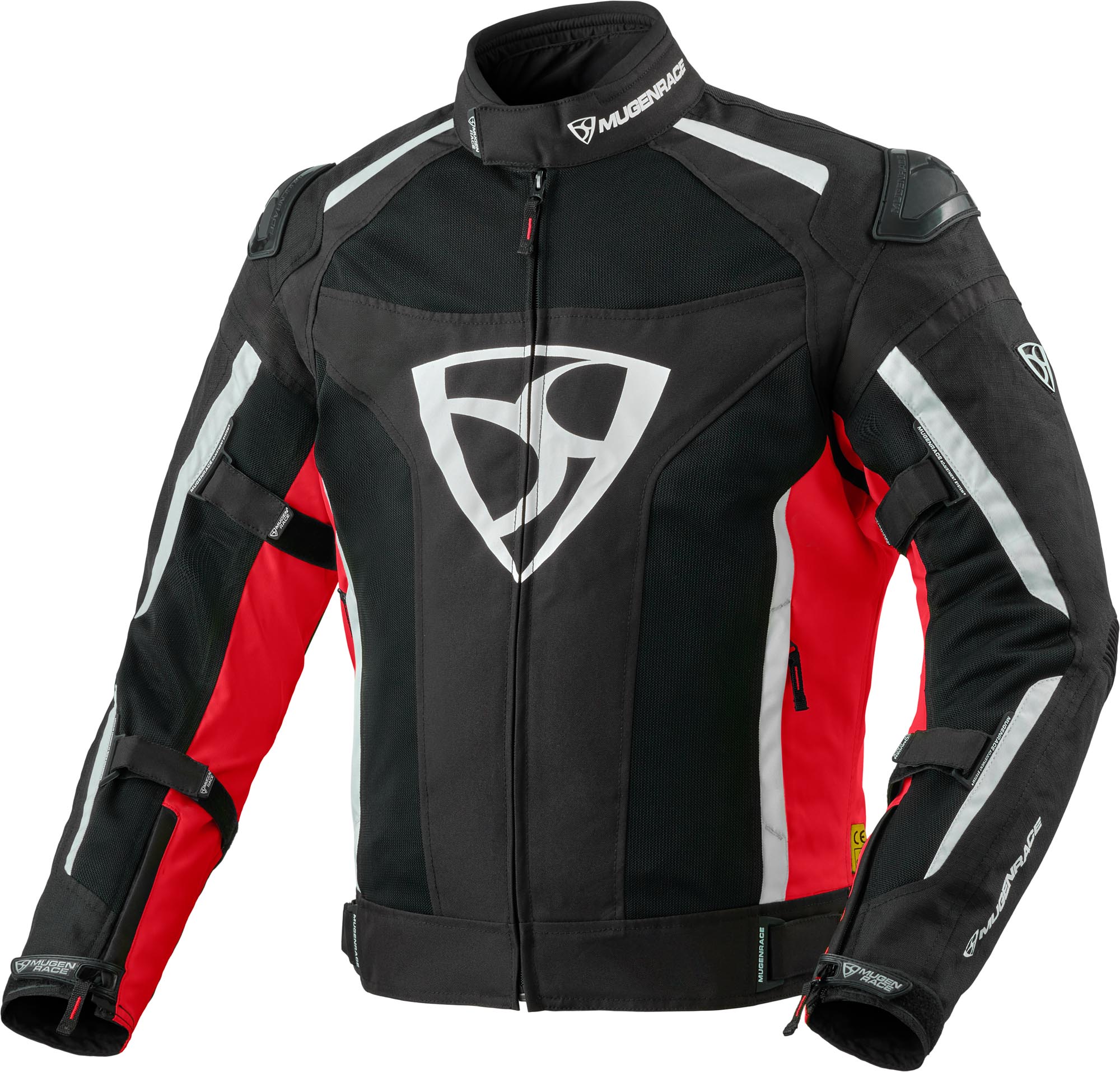 MUGENRACE Diavolo-1 Veste textile de moto imperméable, noir-blanc-rouge, taille 5XL pour Hommes