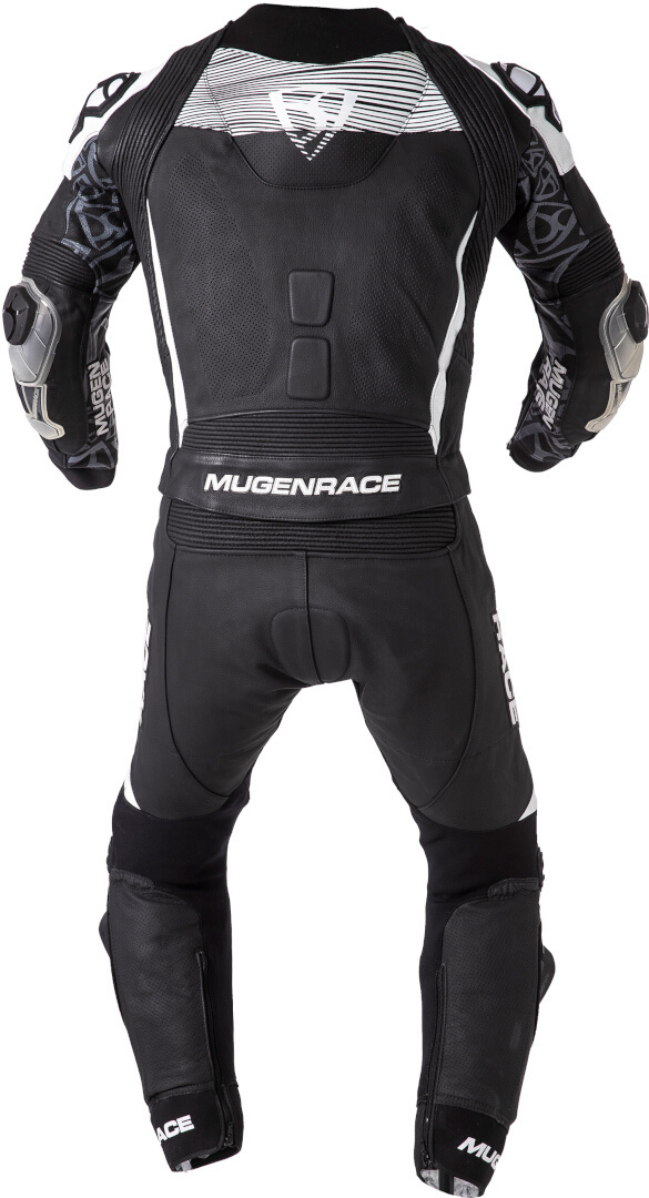 Side view of MUGENRACE Cira-SR perforated Two Piece Ladies Motorcycle Leather Suit, black-white, Size 34 for Women