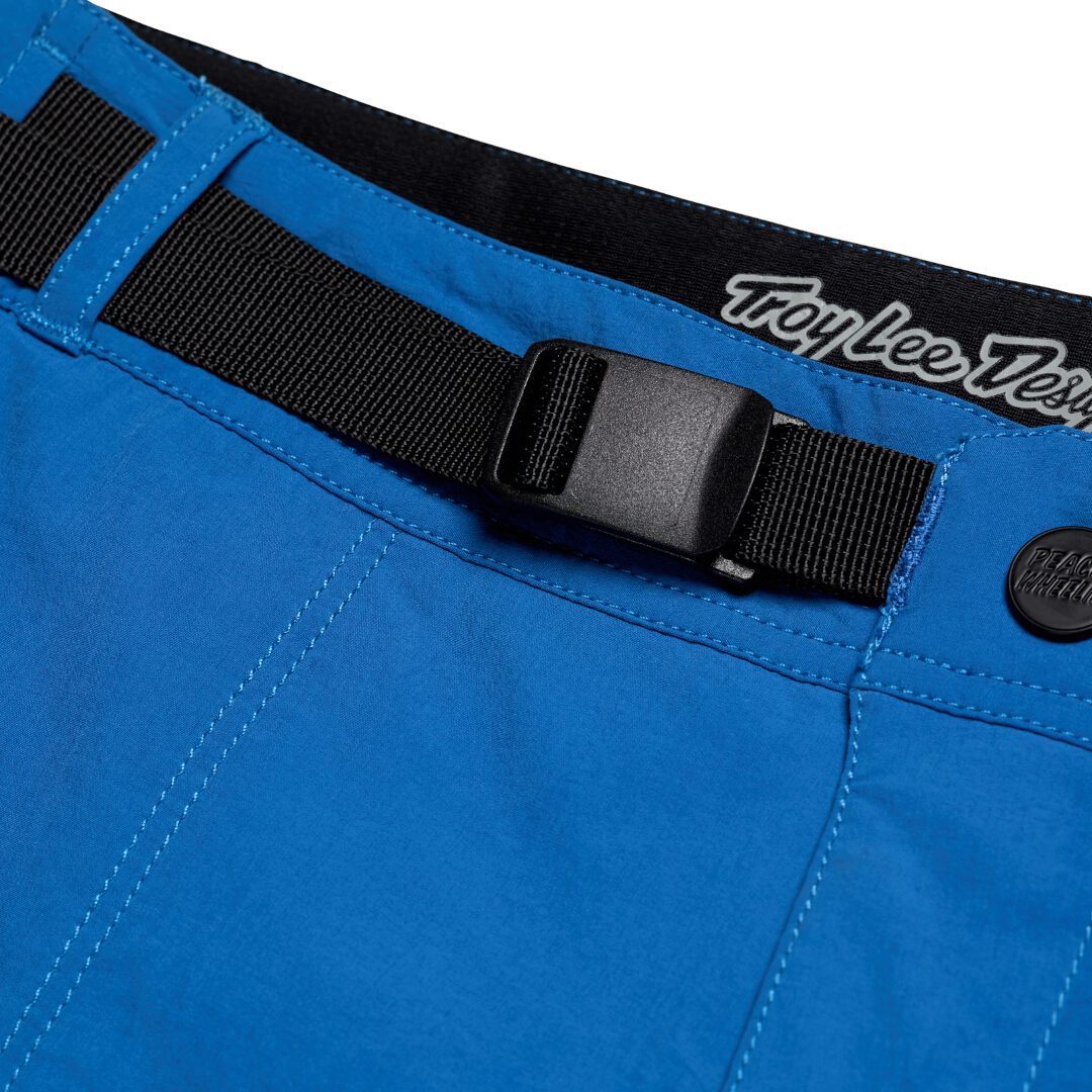 Side view of Troy Lee Designs Skyline Trail Washed Out Bicycle Short, blue, Size 32 for Men