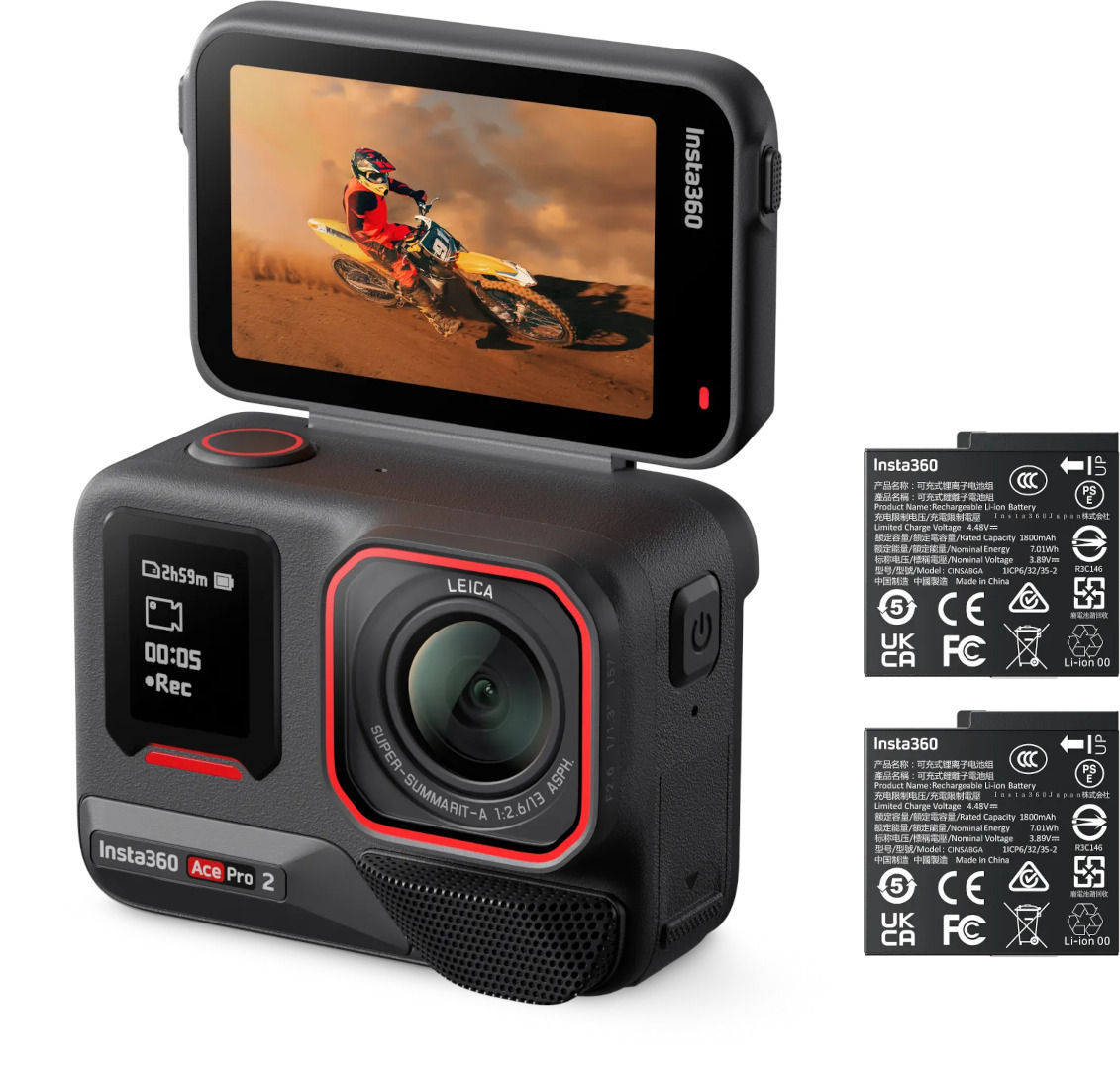 Insta360 Ace Pro 2 Dual Battery Bundle Action Kamera, schwarz