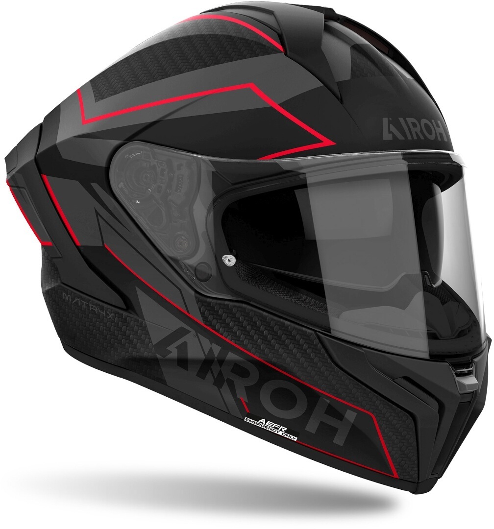 Side view of Airoh Matryx Sentinel Helmet, black-grey-red, Size XL for Men
