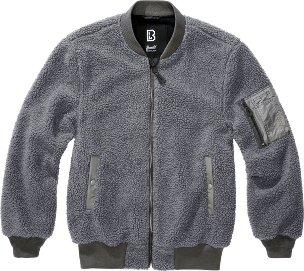 Brandit Unisex Black Grey Ma1 Sherpa Teddy Fleece Jacket, Black-Grey, 3XL