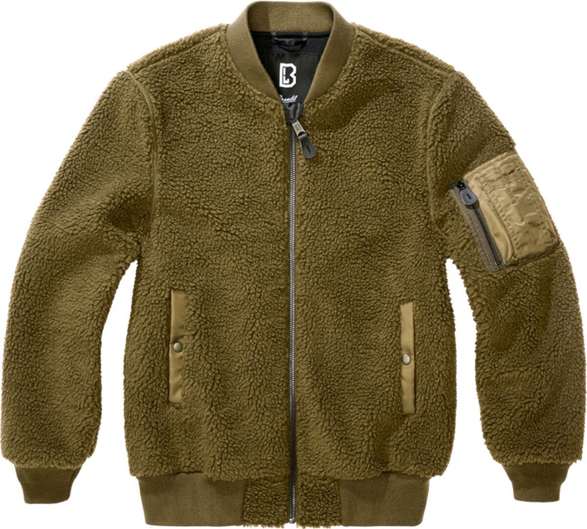 Brandit Unisex Green Ma1 Sherpa Teddy Fleece Jacket, 3XL