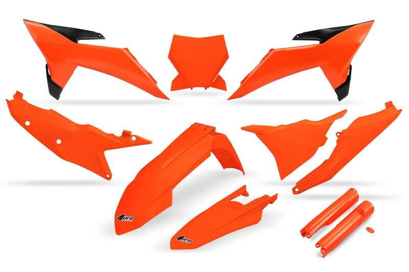 UFO Full Plastics Kit with Fork Guards - Neon Orange