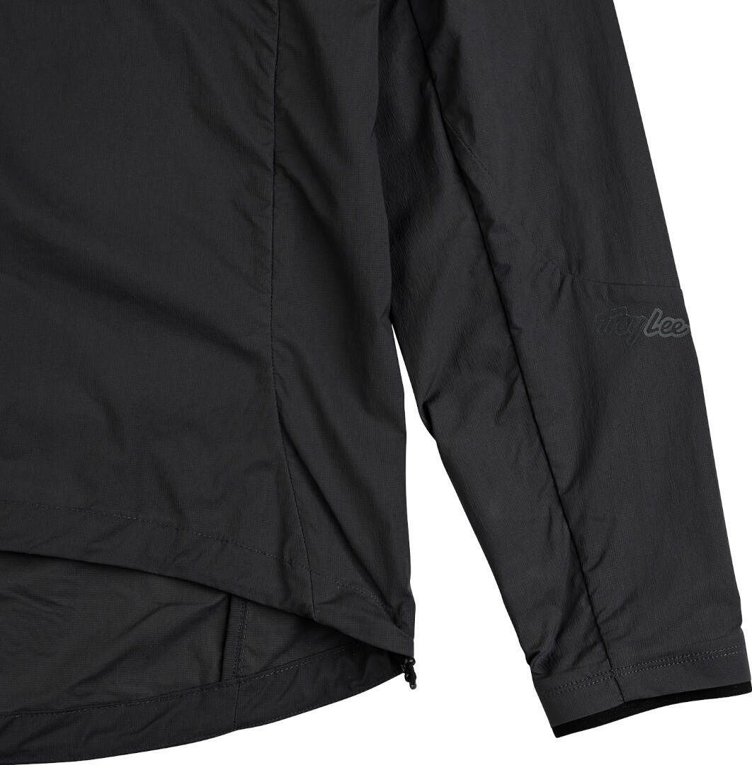 Side view of Troy Lee Designs Drift Windbreaker Mono Bicycle Jacket, black, Size XL for Men