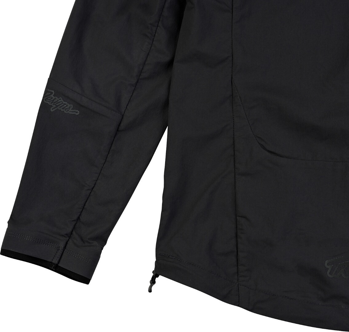 Side view of Troy Lee Designs Drift Windbreaker Mono Bicycle Jacket, black, Size XL for Men