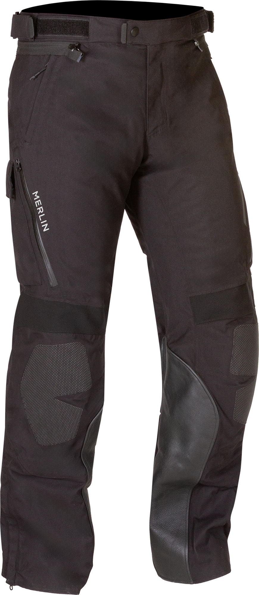 Side view of Merlin Akashi Pro D30 Laminate Motorcycle Textile Pants, black, Size L for Men