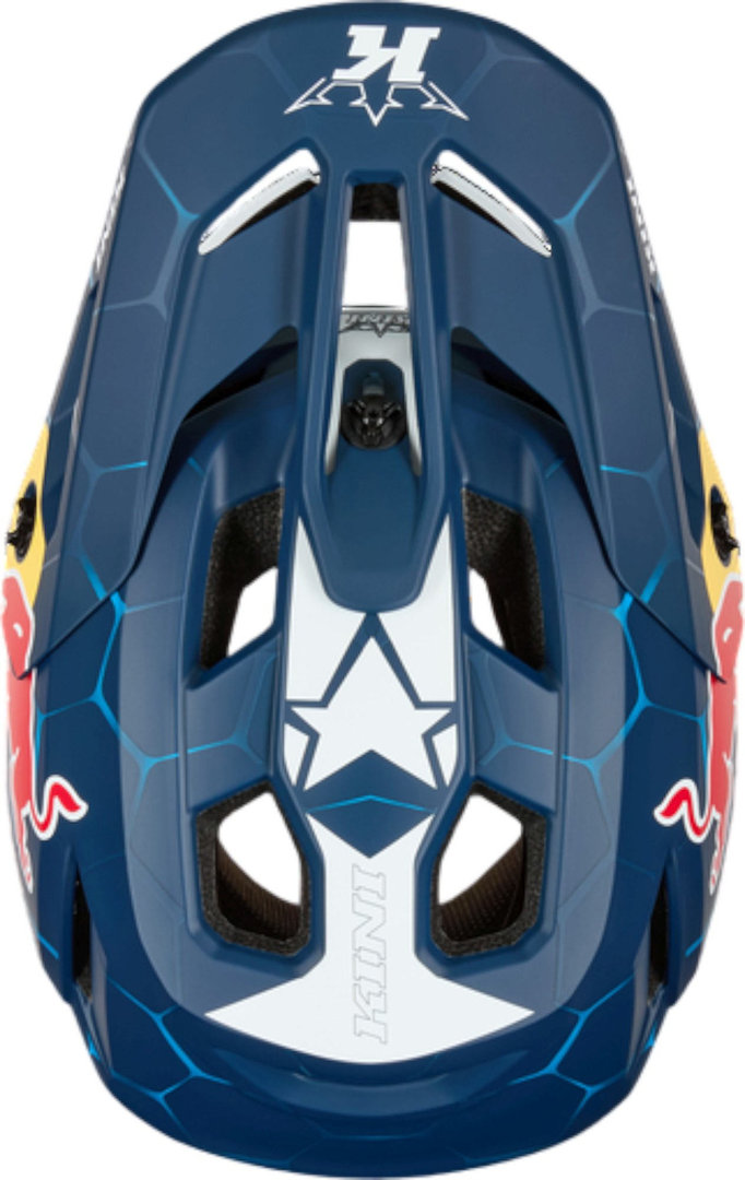Side view of Kini Red Bull EC 1.0 Downhill Helmet, white-turquoise-blue, Size M for Men