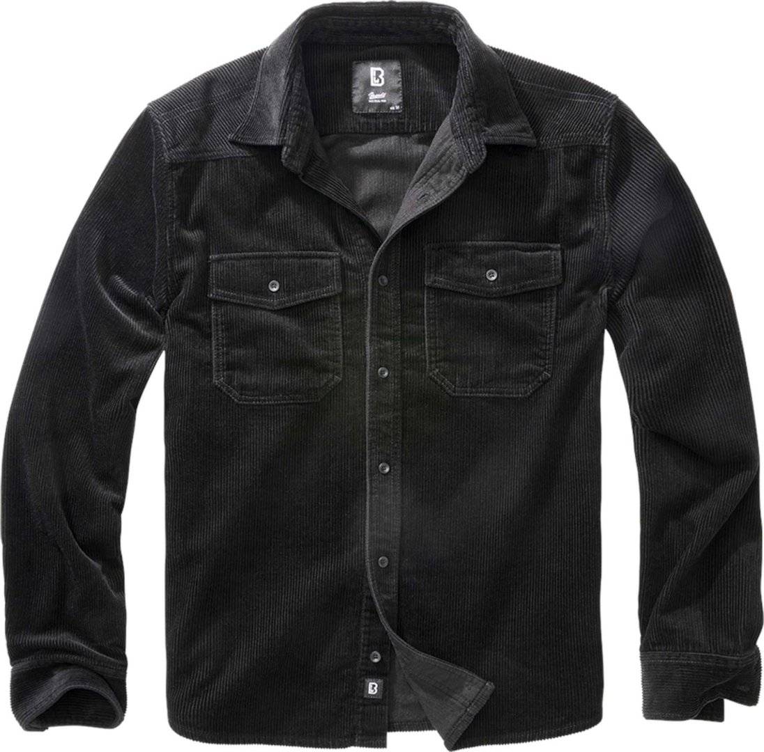 Brandit Classic Corduroy Shirt, black, Size M for Men-image-690907602
