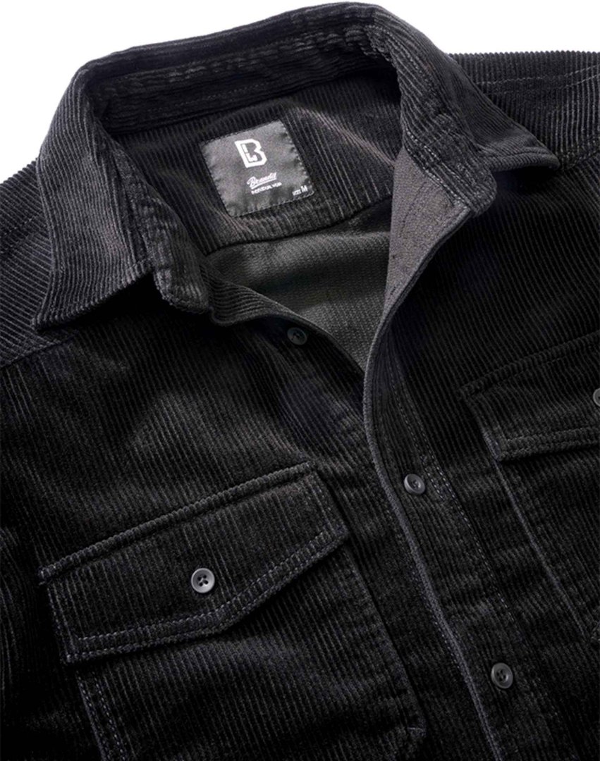 Side view of Brandit Classic Corduroy Shirt, black, Size M for Men