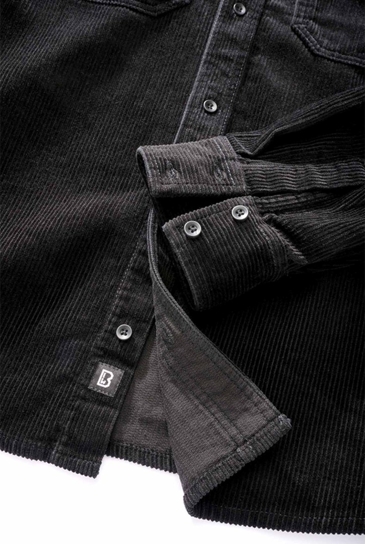 Side view of Brandit Classic Corduroy Shirt, black, Size M for Men