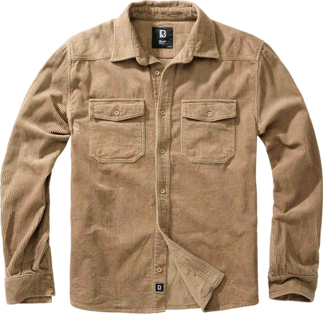 Brandit Classic Corduroy Shirt, brown, Size 4XL for Men-image-690909602