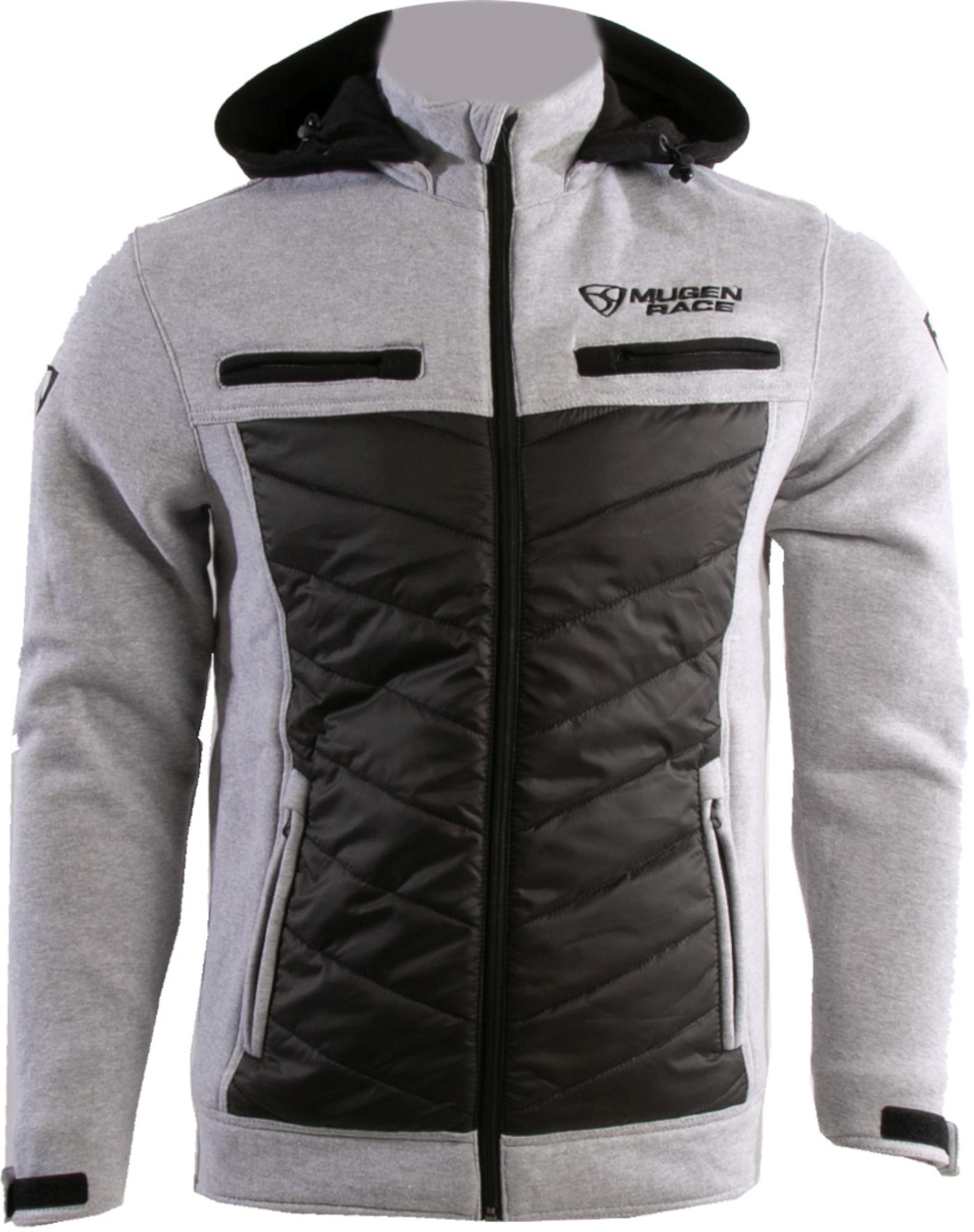 MUGENRACE Puffy-Two Zip Hoodie Zip Hoodie, black-grey, Size 2XL for Men