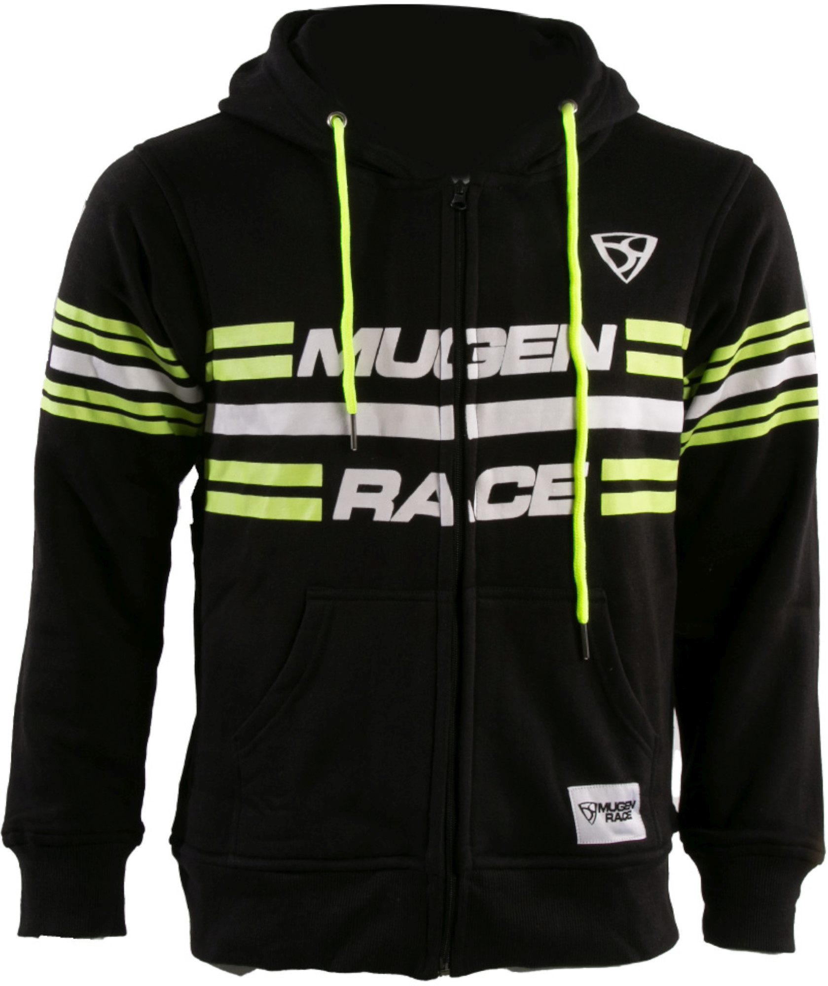 MUGENRACE Stripe-Two Zip Hoodie Sweat à capuche zippé, noir-jaune, taille 2XL pour Hommes