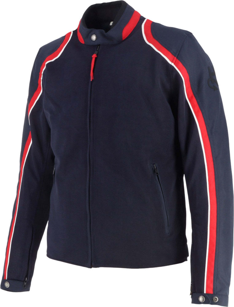Side view of Helstons Phoenix Mesh Motorcycle Textile Jacket, white-red-blue, Size 2XL for Men