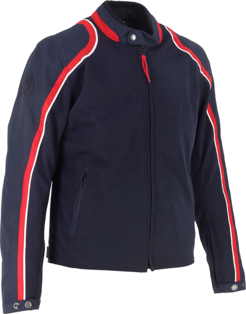 Side view of Helstons Phoenix Mesh Motorcycle Textile Jacket, white-red-blue, Size 2XL for Men