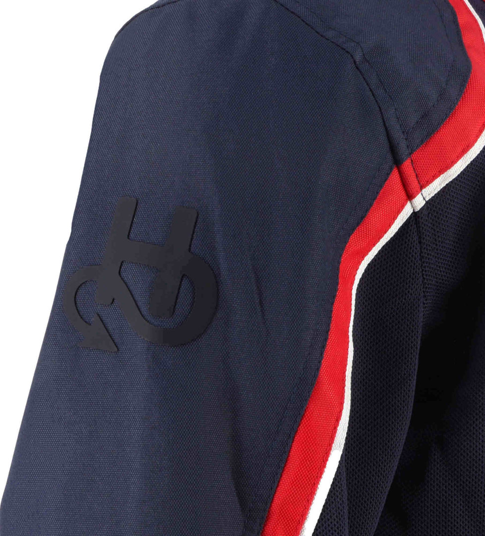 Side view of Helstons Phoenix Mesh Motorcycle Textile Jacket, white-red-blue, Size 2XL for Men