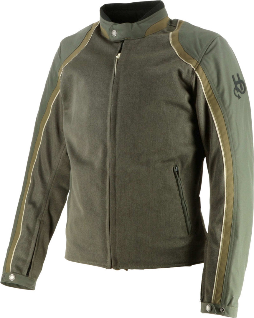 Side view of Helstons Phoenix Mesh Motorcycle Textile Jacket, green-brown, Size XL for Men