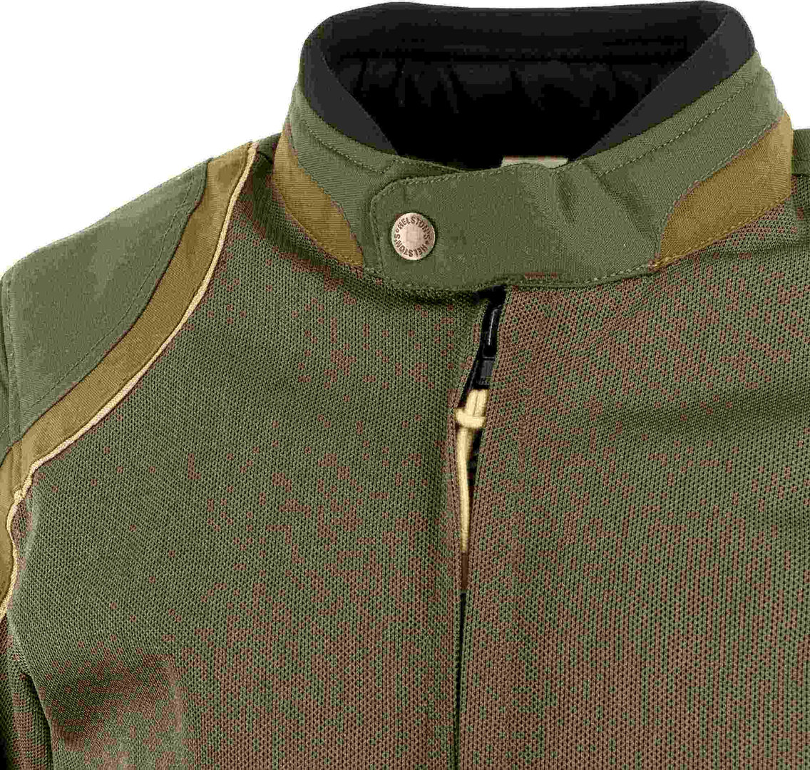 Side view of Helstons Phoenix Mesh Motorcycle Textile Jacket, green-brown, Size XL for Men