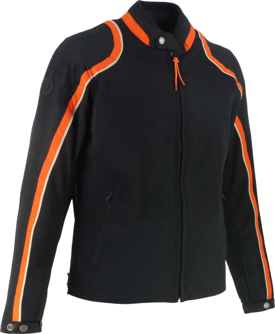Side view of Helstons Phoenix Mesh Motorcycle Textile Jacket, black-orange, Size M for Men