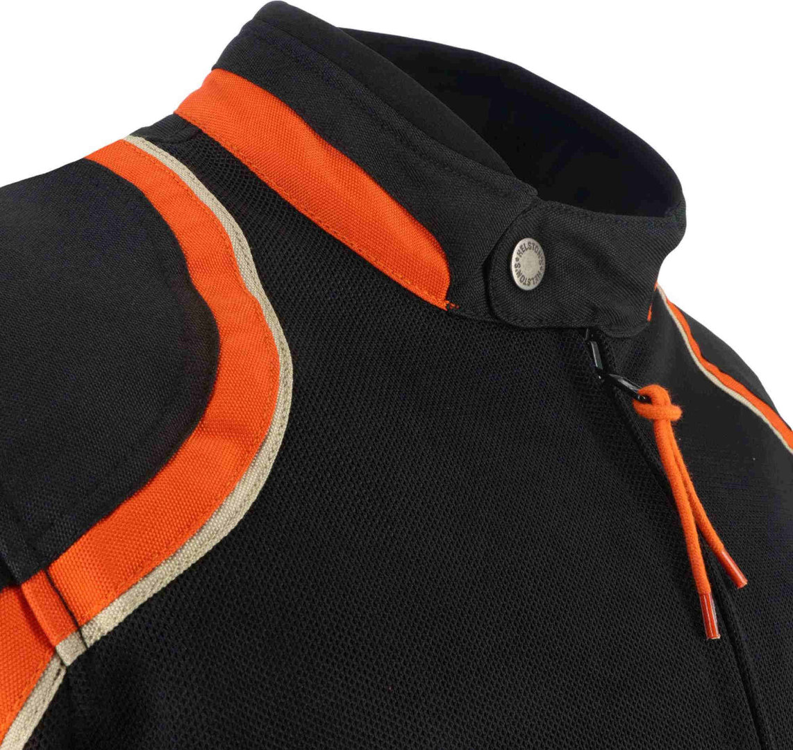 Side view of Helstons Phoenix Mesh Motorcycle Textile Jacket, black-orange, Size M for Men
