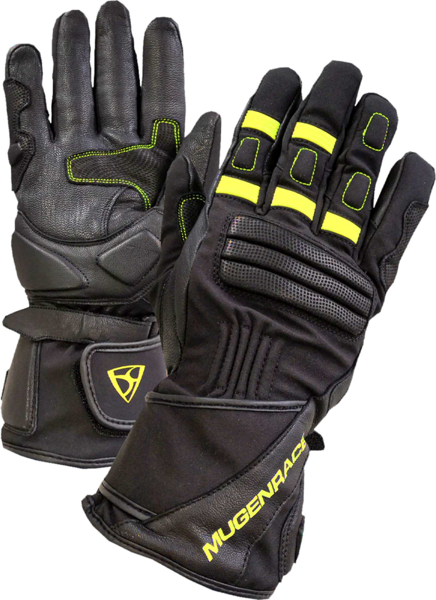 MUGENRACE Primo Winter Motor Gants de vélo, noir-jaune, taille 3XL pour Hommes