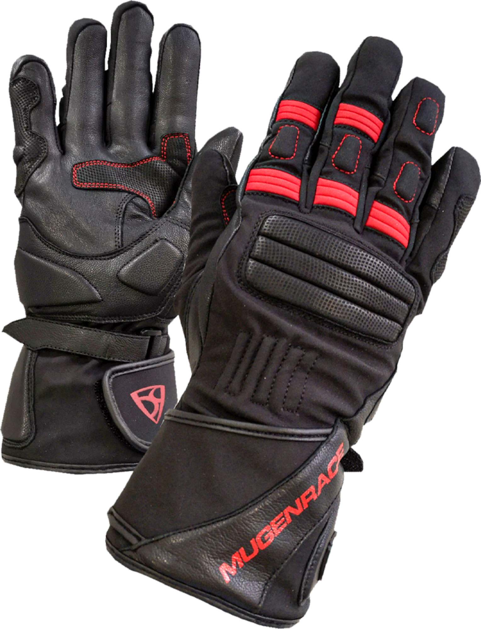 MUGENRACE Primo Winter Motor Gants de vélo, noir-rouge, taille XL pour Hommes