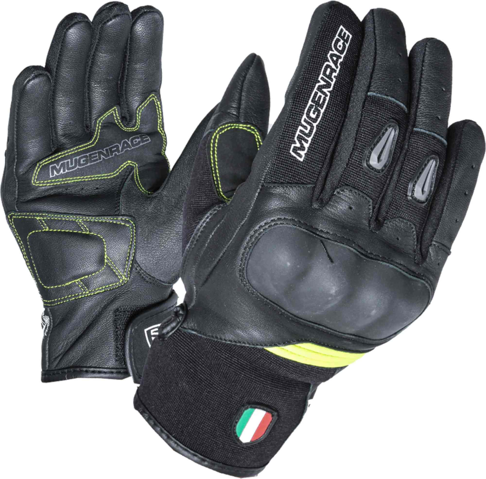 MUGENRACE Neo Short Motor Gants de vélo, noir-jaune, taille 2XL pour Hommes