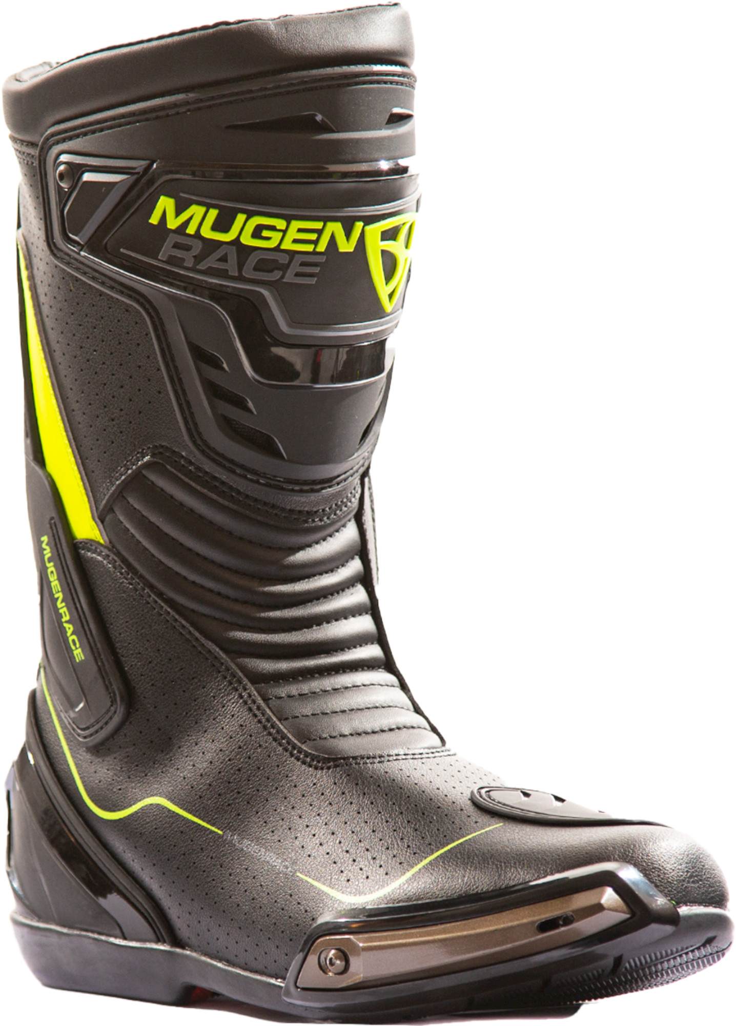 MUGENRACE Speed Bottes de moto perforées, noir-jaune, taille 42 pour Hommes